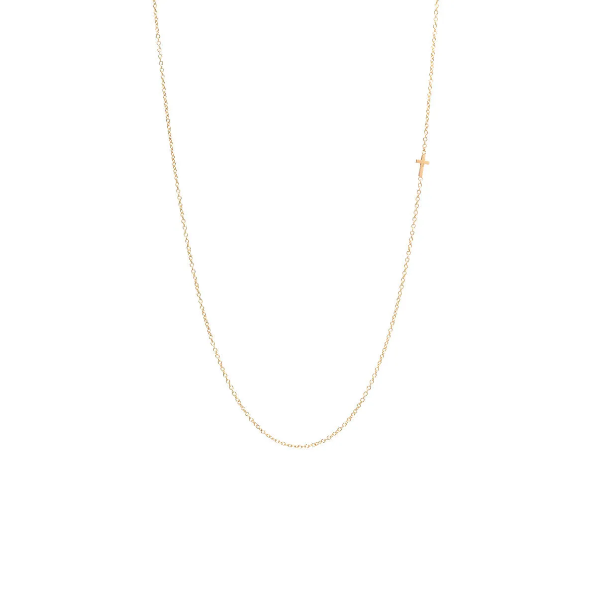 14k Itty Bitty Off-Center Cross Necklace