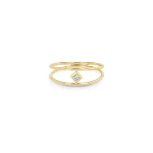 14k Princess Diamond Double Band Ring