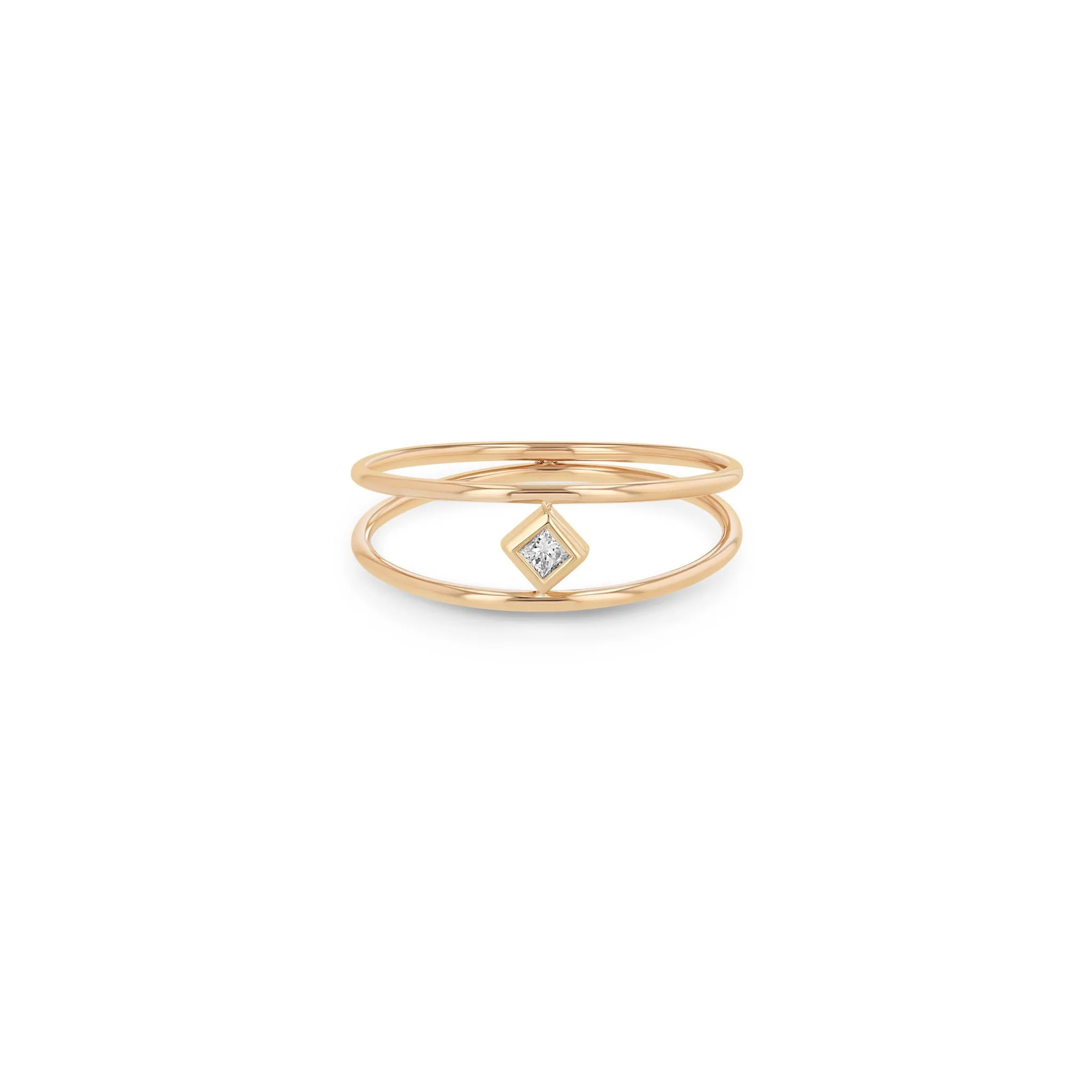 14k Princess Diamond Double Band Ring