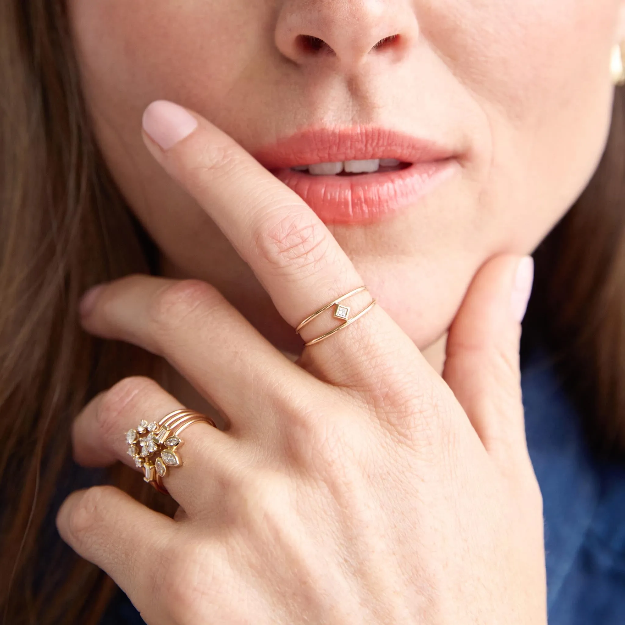 14k Princess Diamond Double Band Ring