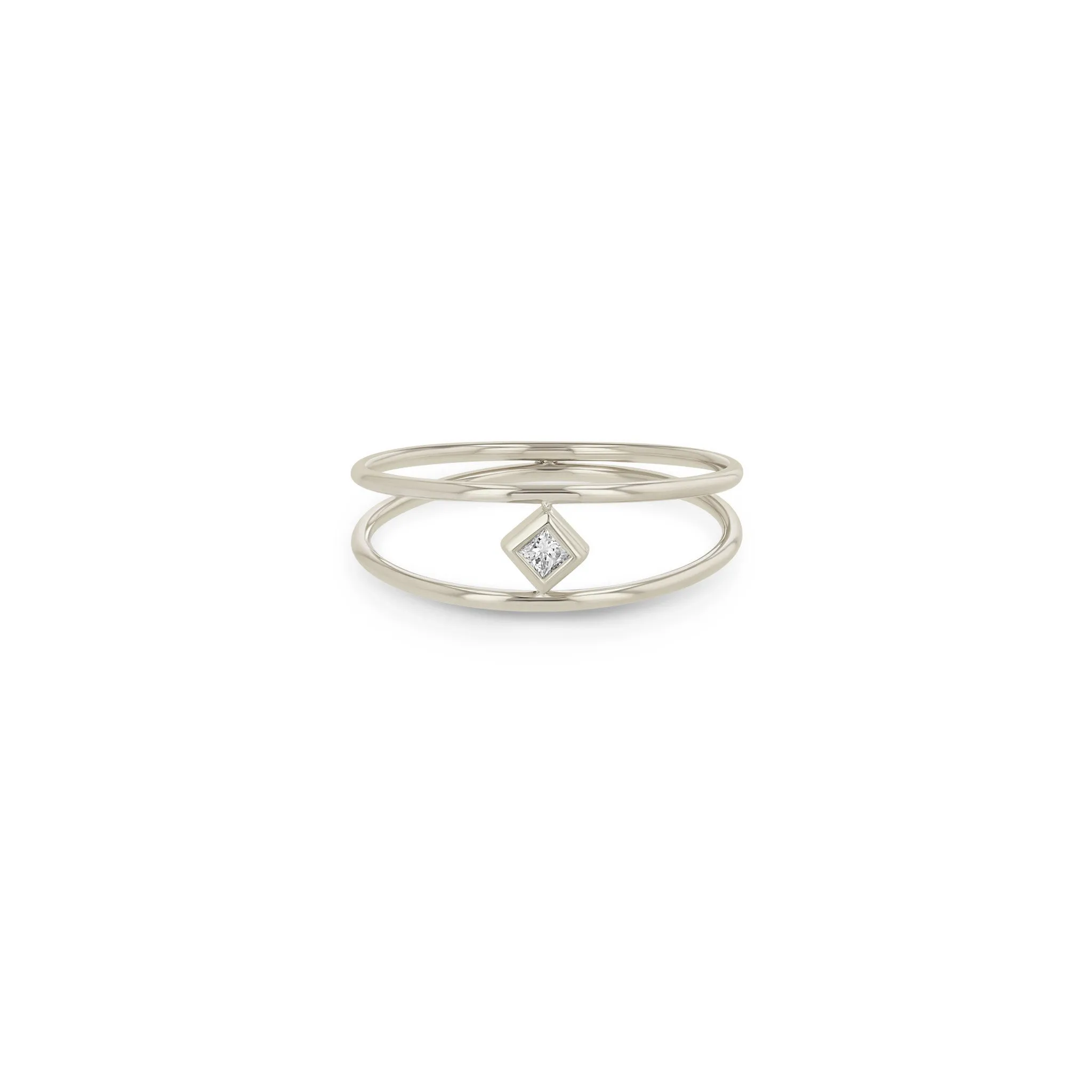 14k Princess Diamond Double Band Ring