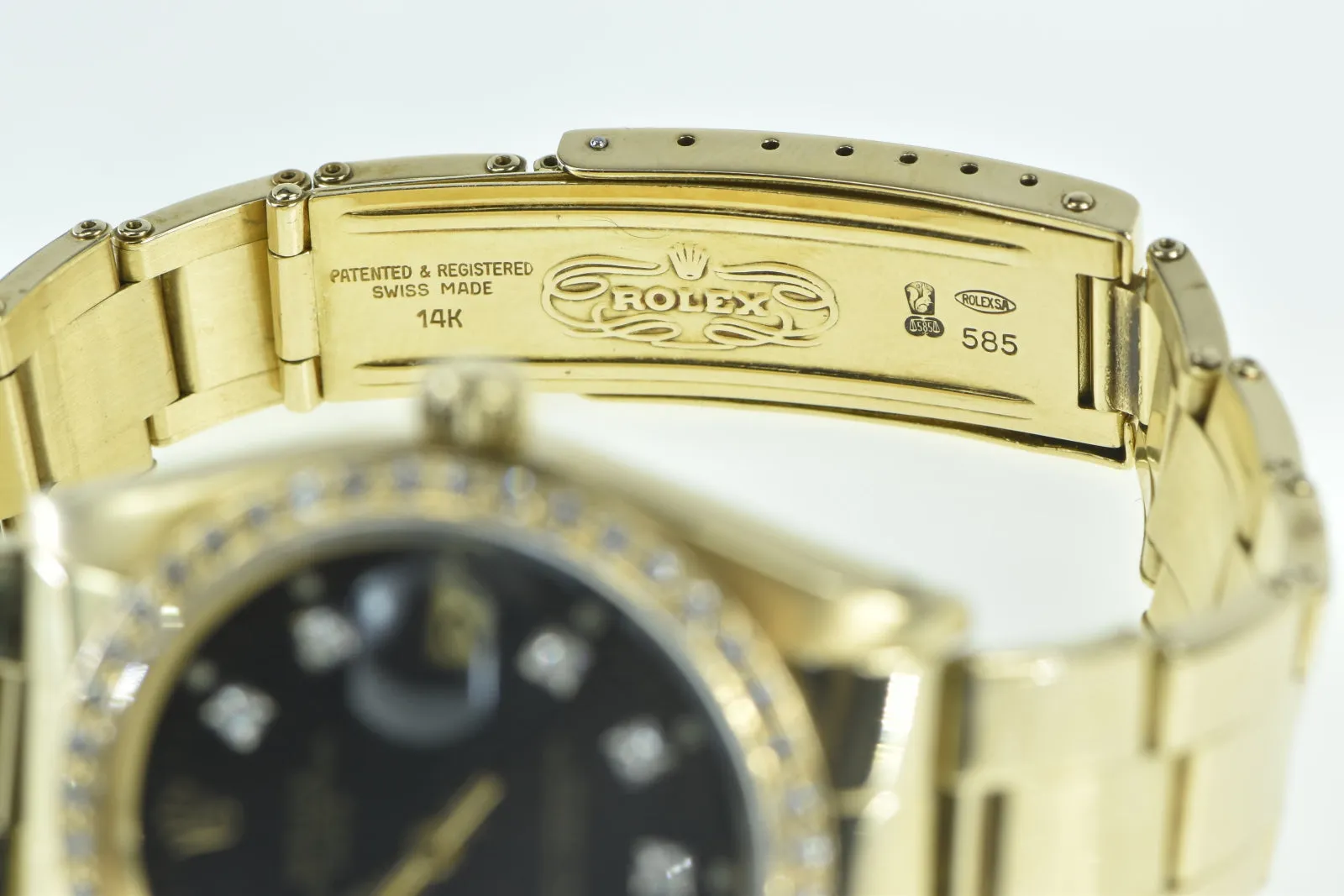 14K Rolex Date Diamond Dial Bezel 34mm 1503 Vintage Men's Watch