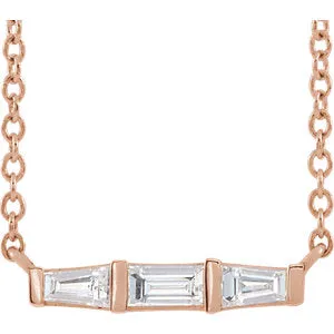 14K Rose 1/8 CTW Diamond Bar 16" Necklace
