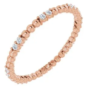 14K Rose 1/8 CTW Diamond Beaded Eternity Band Size 7
