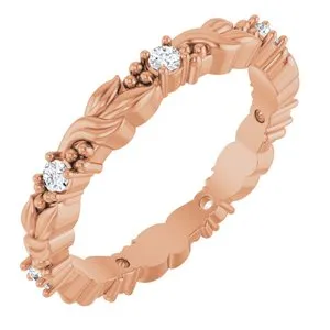14K Rose 1/8 CTW Natural Diamond Eternity Band Size 4.5
