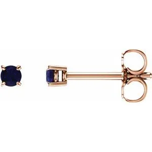 14K Rose 2.5 mm Lab-Grown Blue Sapphire Stud Earrings