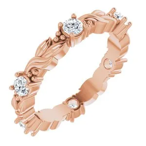 14K Rose 5/8 CTW Natural Diamond Eternity Band Size 8