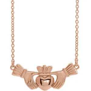 14K Rose Claddagh 18" Necklace
