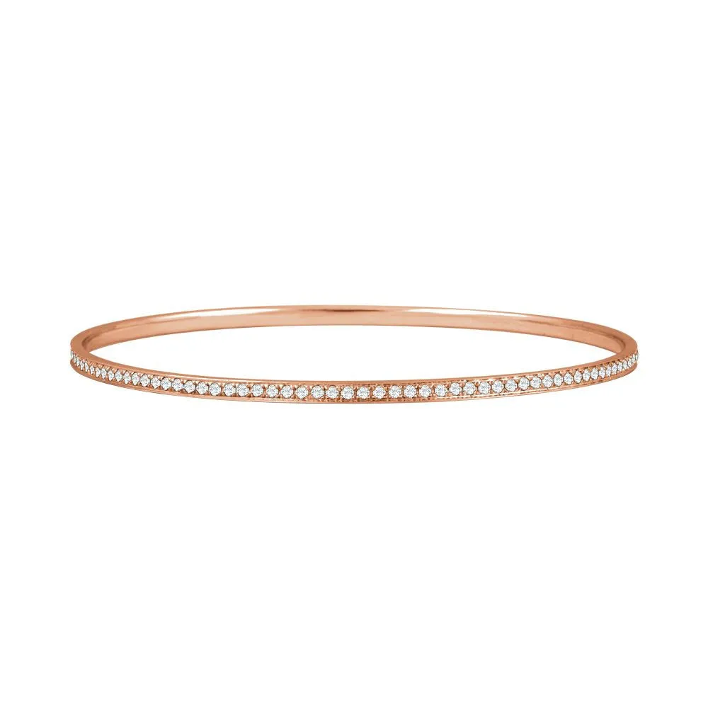 14k Rose Gold 1 1/2 CTW Diamond Bangle Bracelet