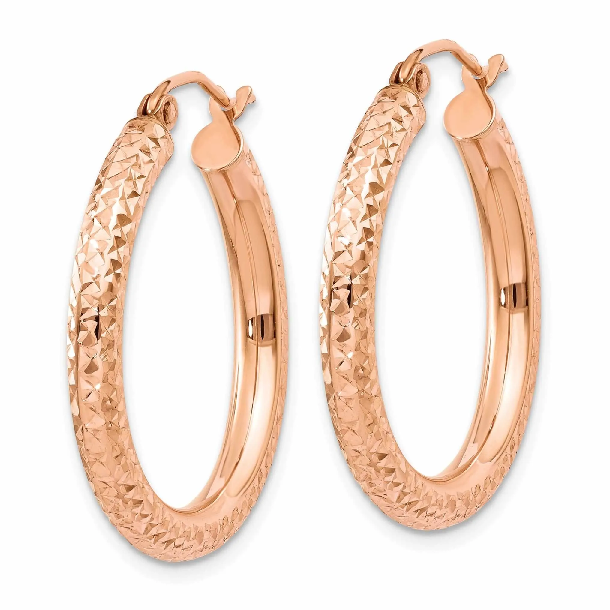 14k Rose Gold Gold 3MM D.C Hoop Earrings