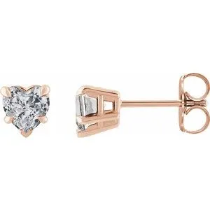 14K Rose Natural White Sapphire Stud Earrings