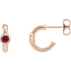 14K Rose Ruby J-Hoop Earrings