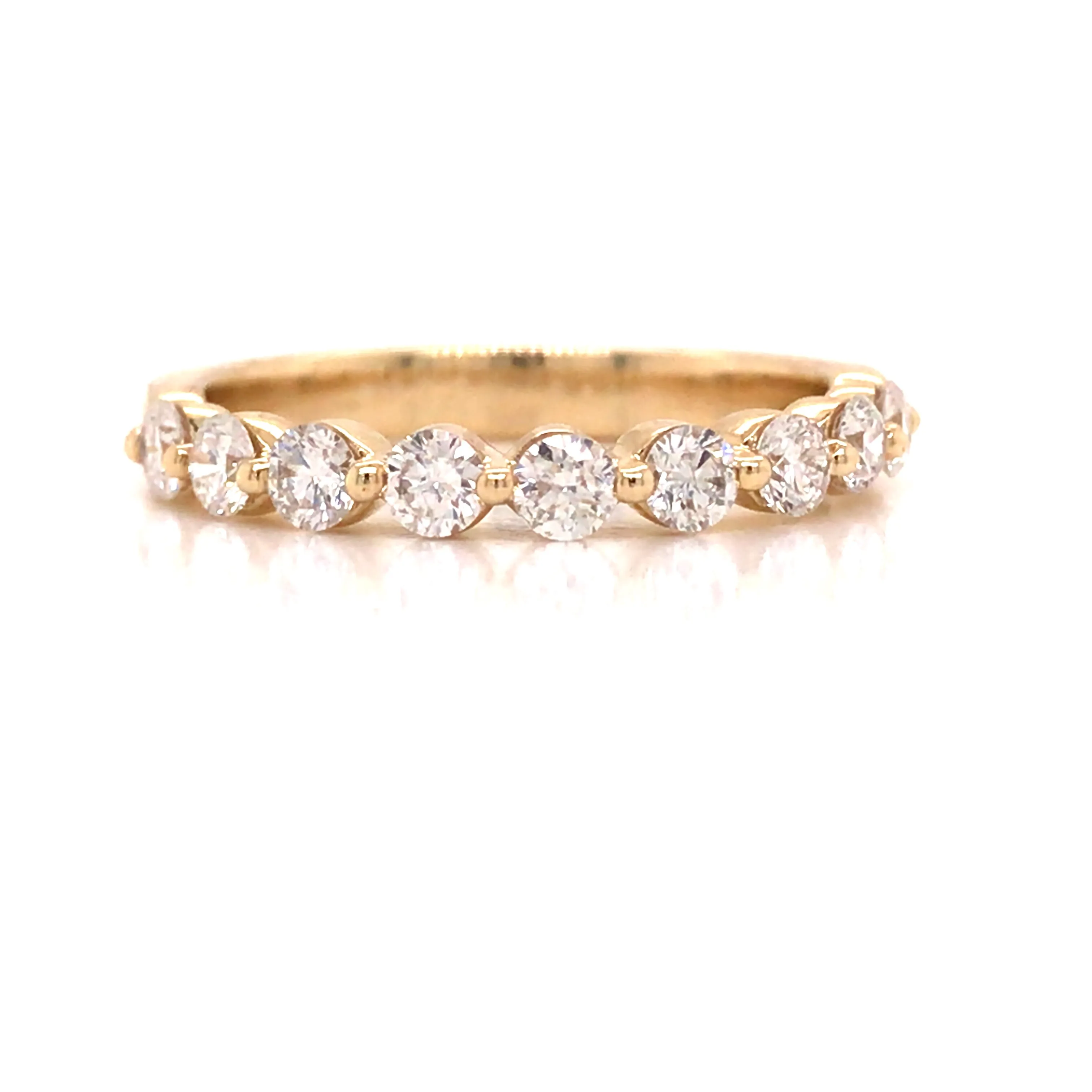 14K Round Diamond Halfway Eternity Band Yellow Gold