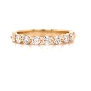 14K Round Diamond Halfway Eternity Band Yellow Gold