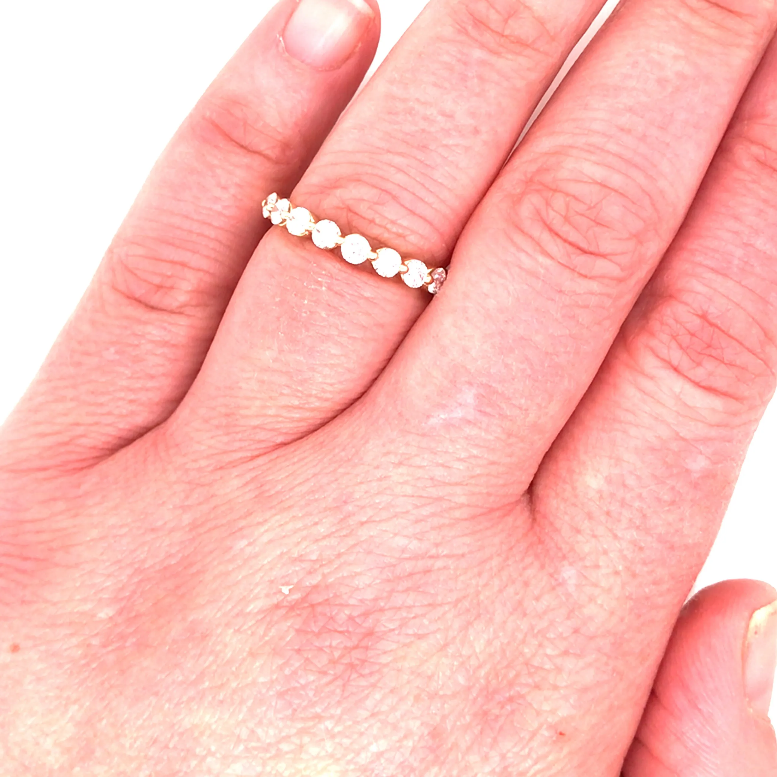 14K Round Diamond Halfway Eternity Band Yellow Gold