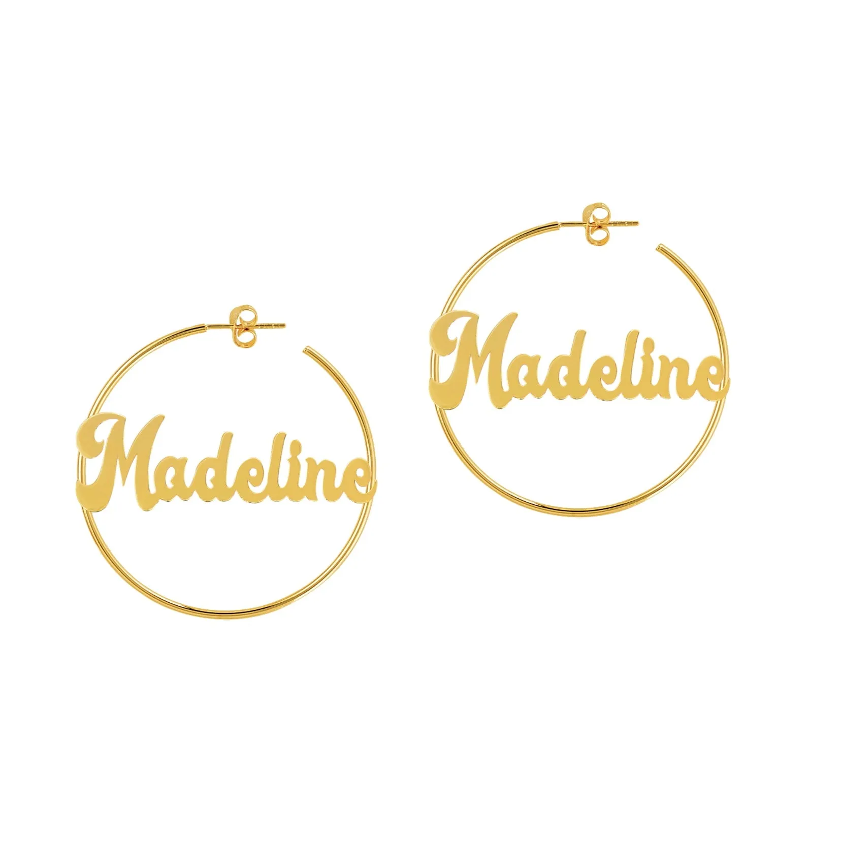 14K SCRIPT NAME HOOP EARRINGS