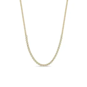 14k Small Diamond Bezel Tennis Segment XS Curb Chain Necklace