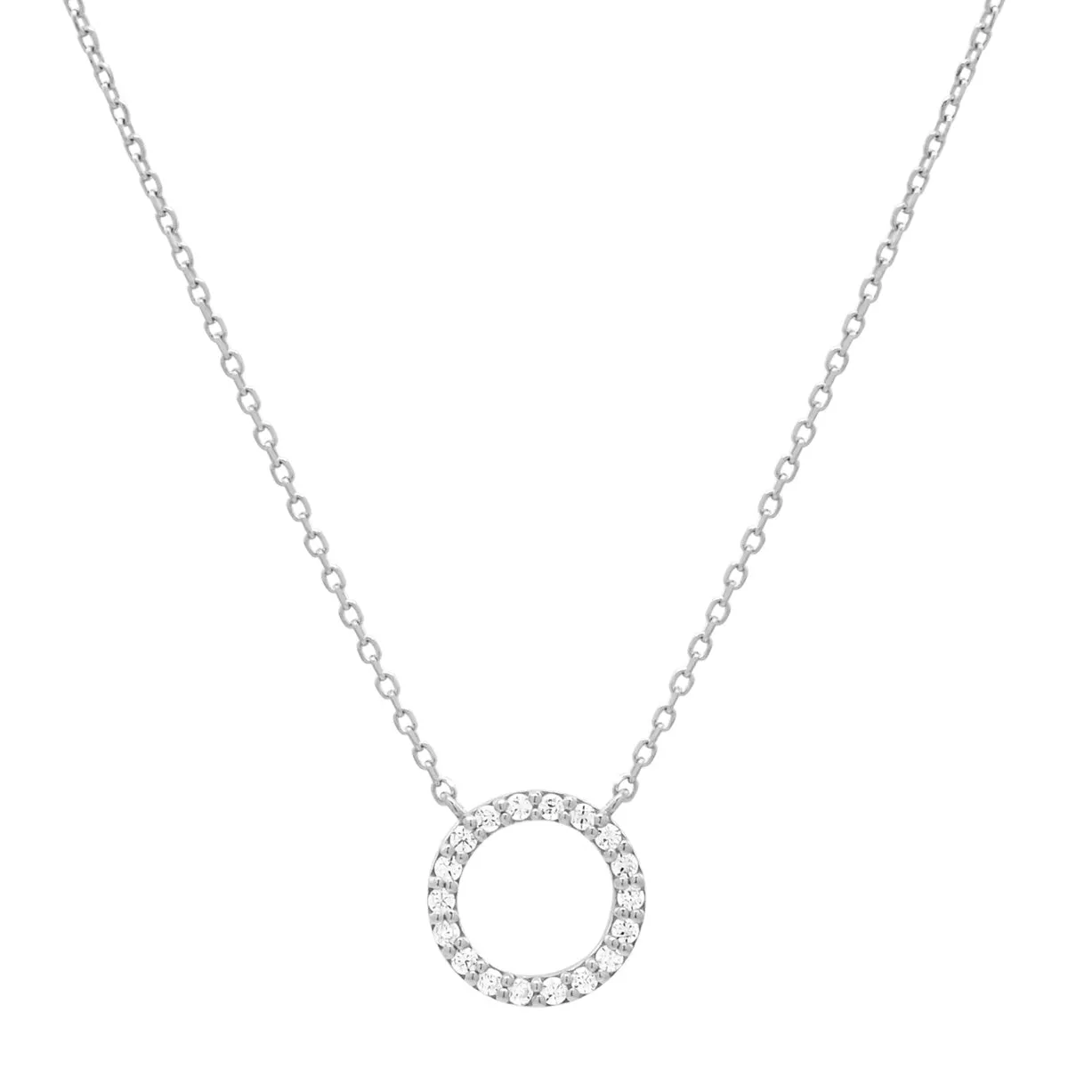 14k Solid Gold CZ Circle Cutout Necklace