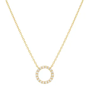 14k Solid Gold CZ Circle Cutout Necklace
