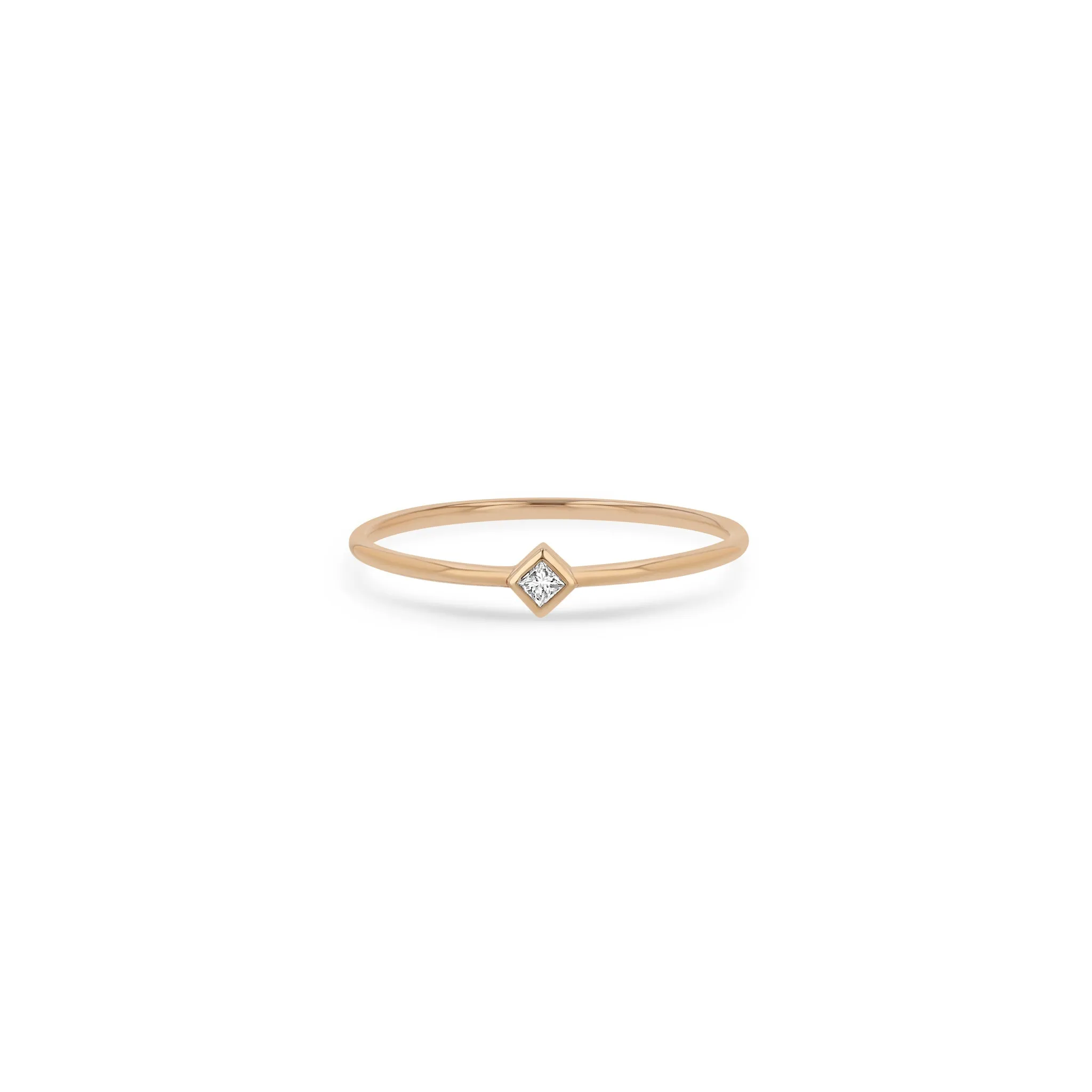 14k Tiny Princess Diamond Ring
