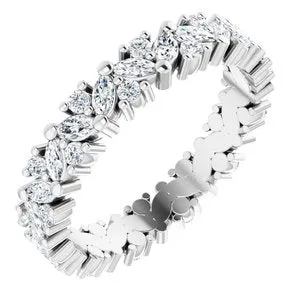 14K White 1 CTW Diamond Cluster Eternity Band Size 6