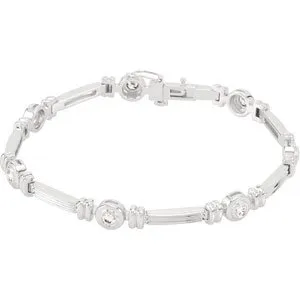 14K White 1 CTW Diamond Line 7" Bracelet