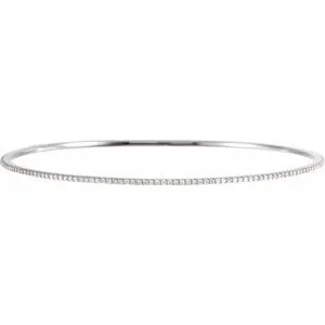 14K White 1 CTW Diamond Stackable Bangle 8" Bracelet