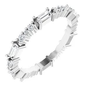 14K White 1/2 CTW Natural Diamond Eternity Band Size 5