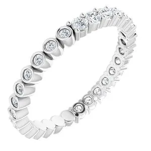 14K White 1/2 CTW Natural Diamond Reversible Eternity Band Size 6.5
