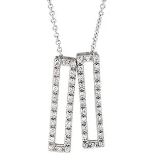 14K White 1/3 CTW Diamond Rectangle 16-18 Inch Necklace
