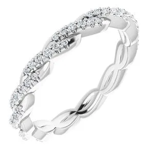 14K White 1/4 CTW Diamond Twisted Eternity Band Size 7
