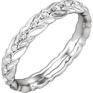 14K White 1/6 CTW Diamond Sculptural-Inspired Eternity Band Size 6