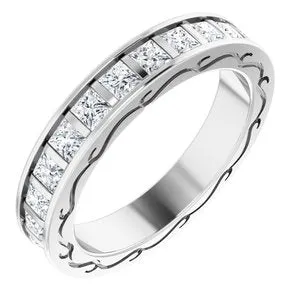 14K White  2 1/3 CTW Diamond Square Band Size 7