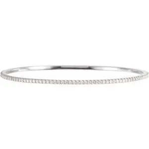 14K White 2 CTW Diamond Stackable Bangle 8" Bracelet