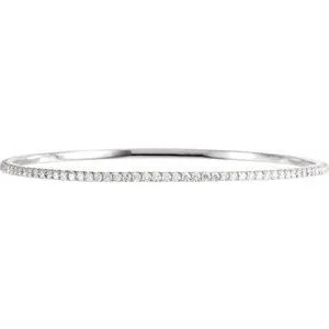 14K White 3 CTW Diamond Stackable Bangle 8" Bracelet