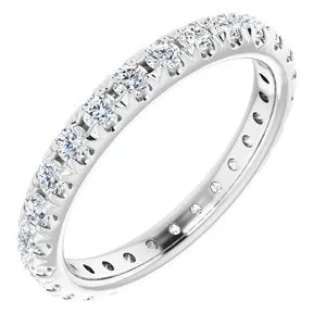 14K White 3/4 CTW French Set Diamond Eternity Band Size 4