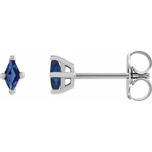14K White 4x2 mm Lab-Grown Blue Sapphire Earrings