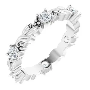 14K White 5/8 CTW Natural Diamond Eternity Band Size 8