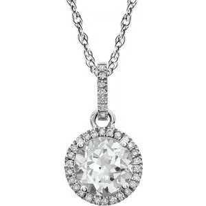 14K White Created White Sapphire & 1/10 CTW Diamond 18" Necklace