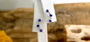 14k White Gold 0.09ct Diamond Sapphire Stud Earrings