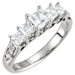 14k White Gold 1 CTW Diamond Anniversary Band , Size 7