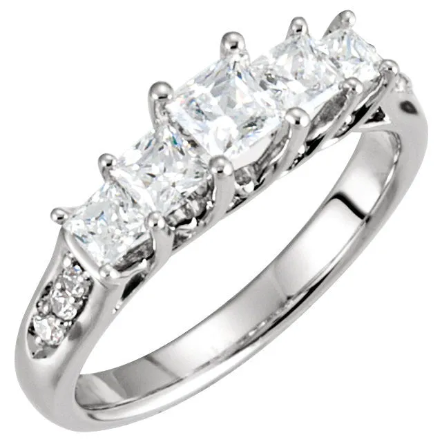 14k White Gold 1 CTW Diamond Anniversary Band , Size 7
