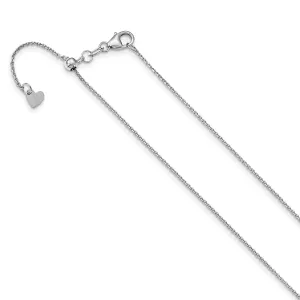 14K White Gold 1.1 mm Adjustable DC Cable Chain