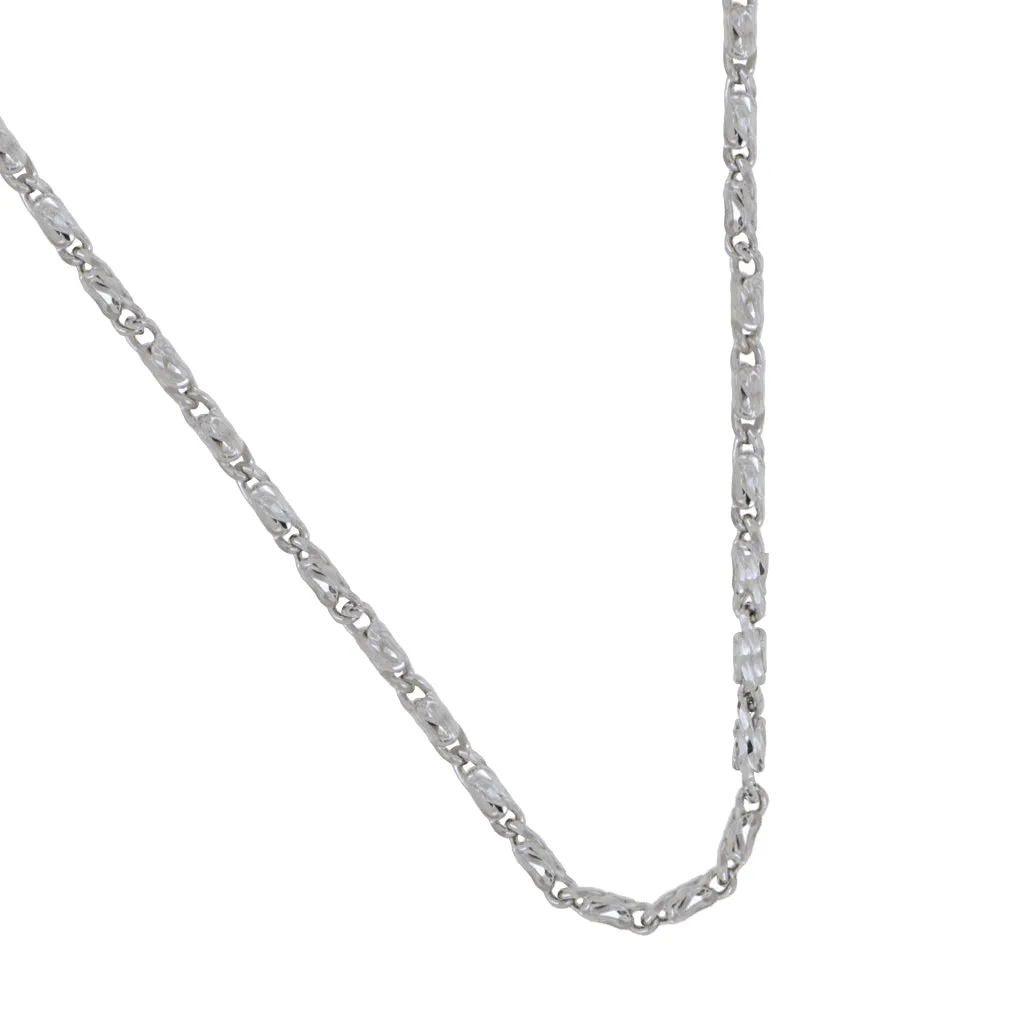14k White Gold 1.1mm Diamond Cut Cable Chain 18"