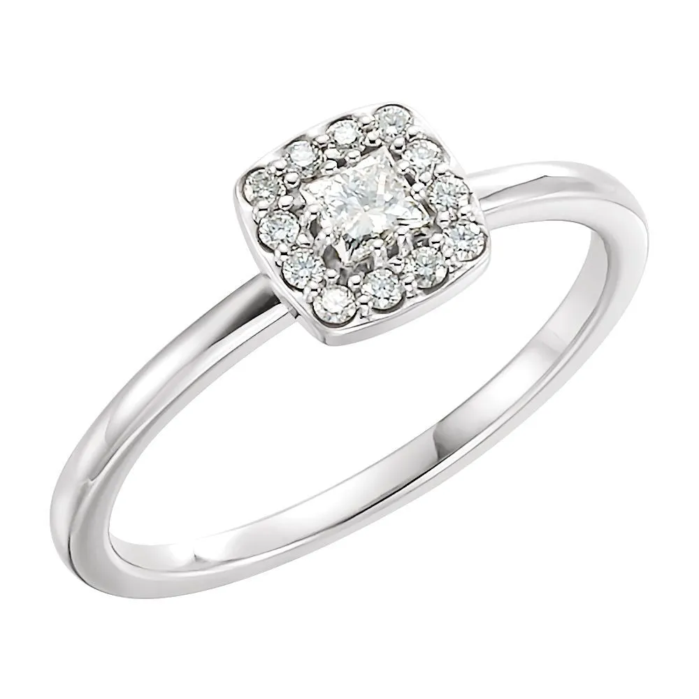 14k White Gold 1/4 CTW Diamond Stackable Ring, Size 7