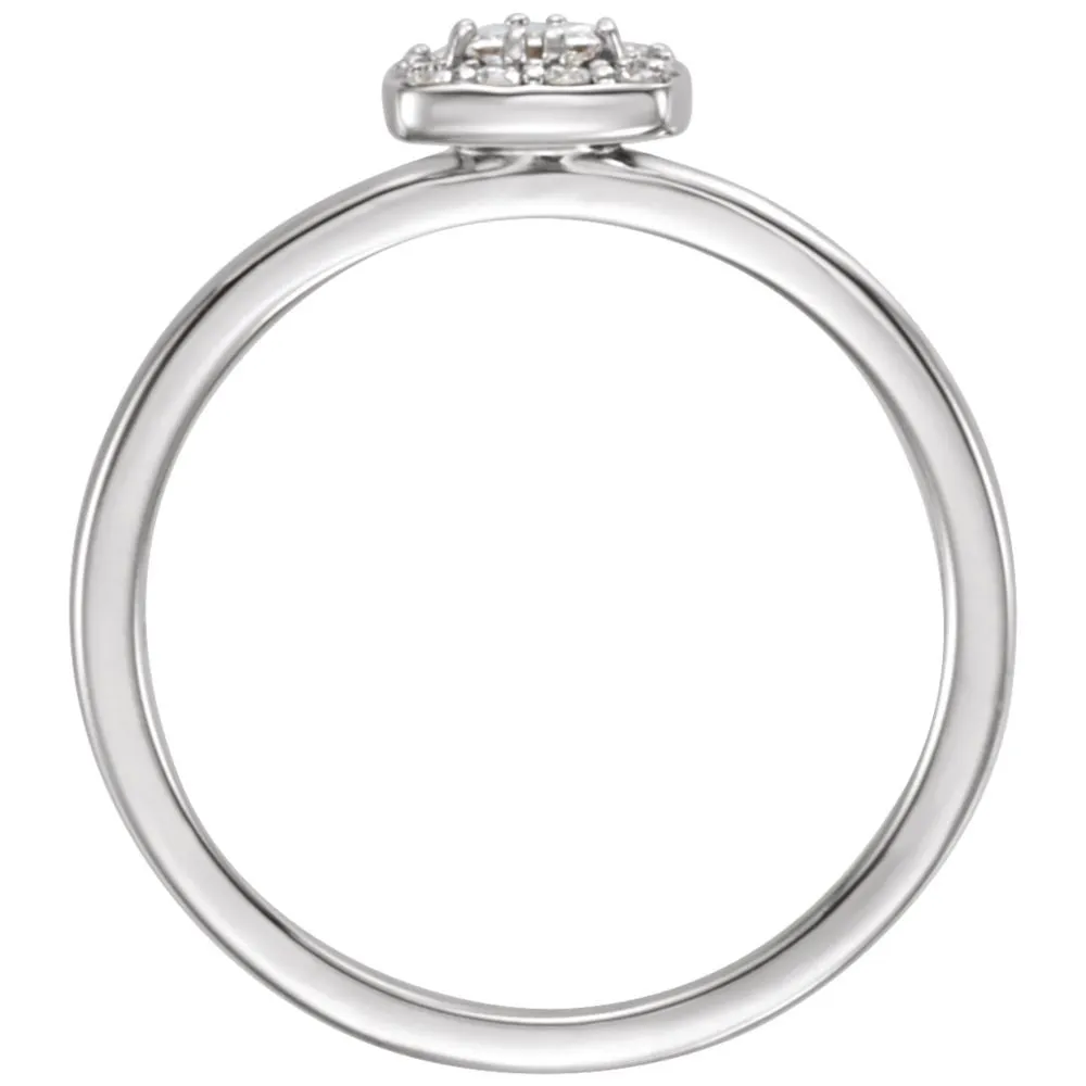 14k White Gold 1/4 CTW Diamond Stackable Ring, Size 7