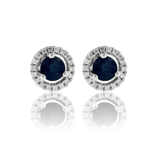 14K White Gold .14ctw Diamond and .90ctw Sapphire Earrings (93434)