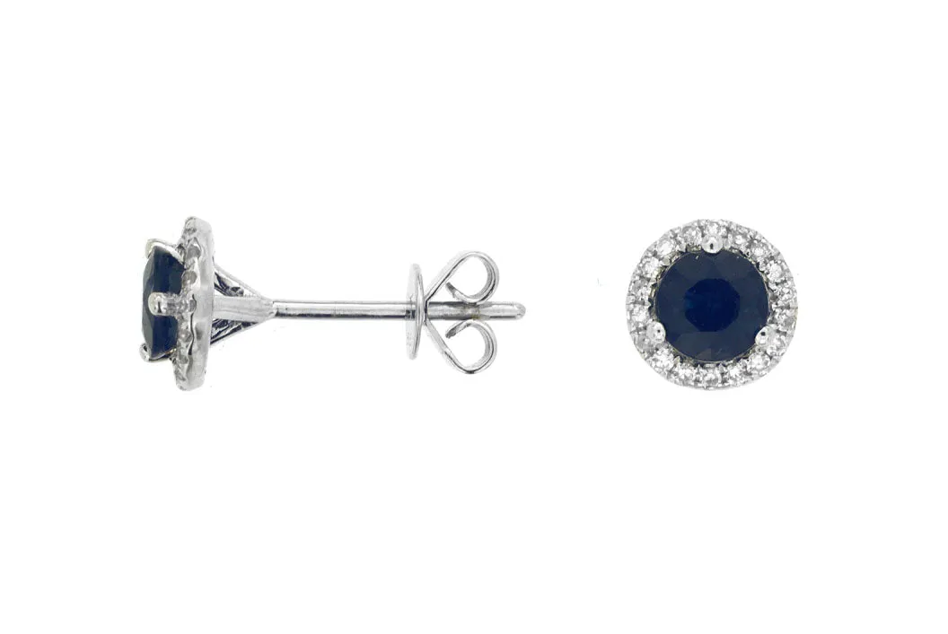 14K White Gold .14ctw Diamond and .90ctw Sapphire Earrings (93434)