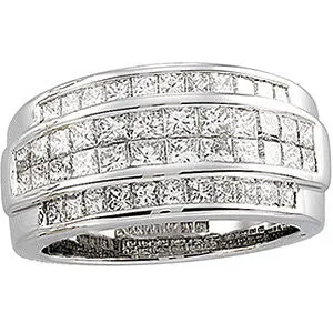 14k White Gold 2 CTW Diamond Invisible Set Ring Size 5