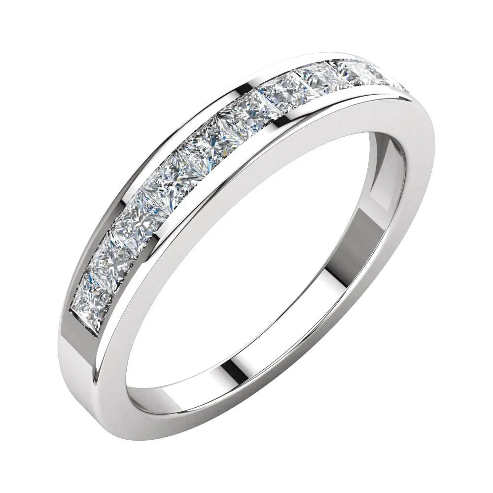 14k White Gold 3/4 CTW Diamond Anniversary Band Size 5